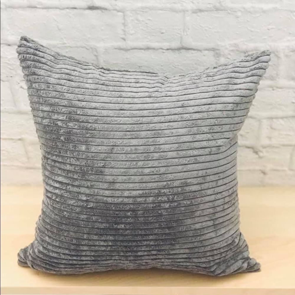 Grey Corduroy Striped Decor Pillow Covers